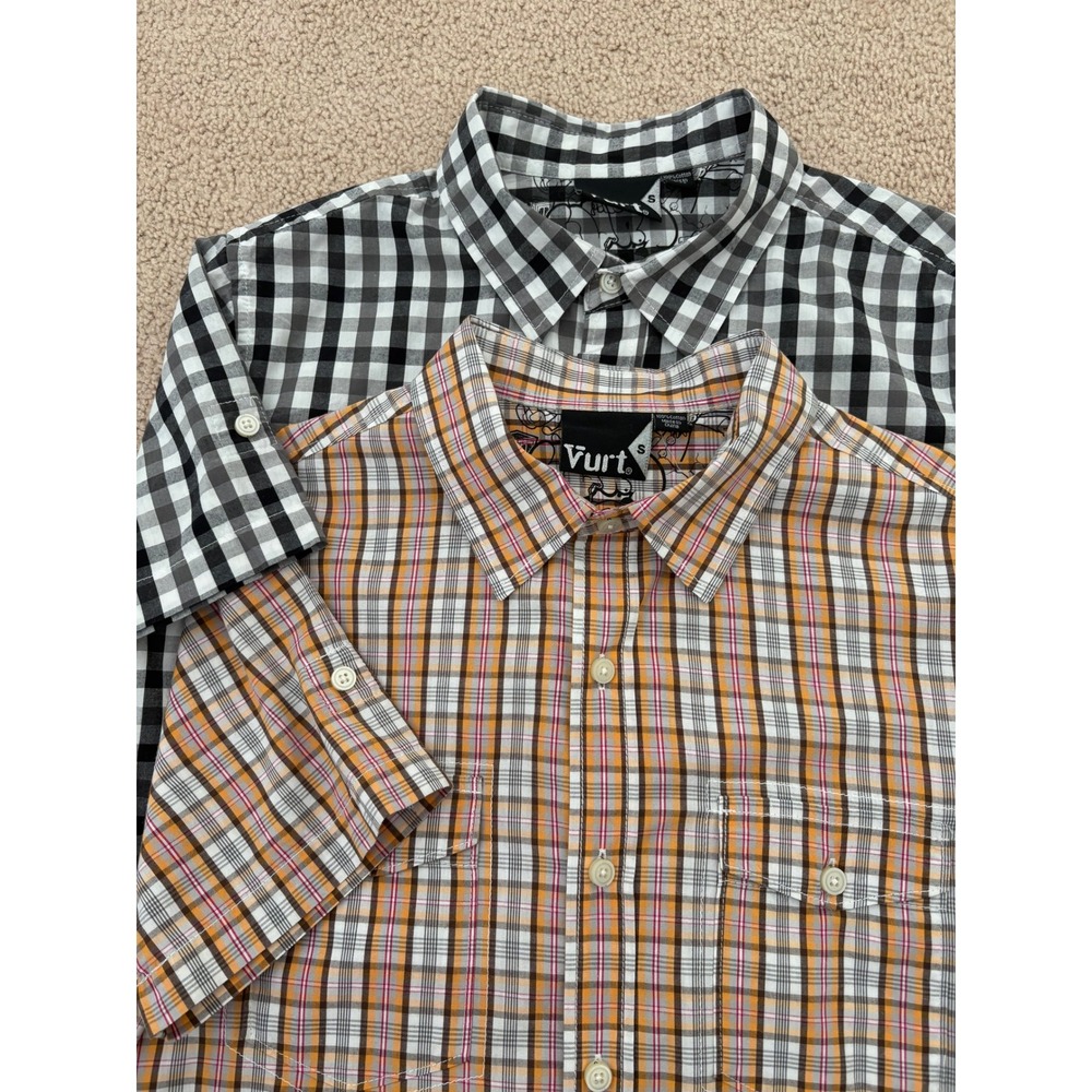 Bundle Vurt Mens Button Down Shirt Bundle Size Small Plaid Gingham Short Sleeve